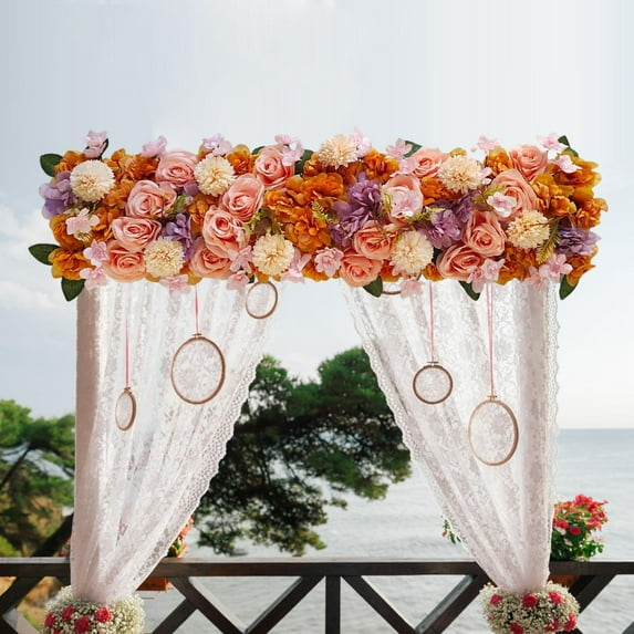 balikha Arch Flower Panel Background Table Decorations Road Cited Flowers Flower Arrangement Realistic Floral Panel for Wedding Party orange