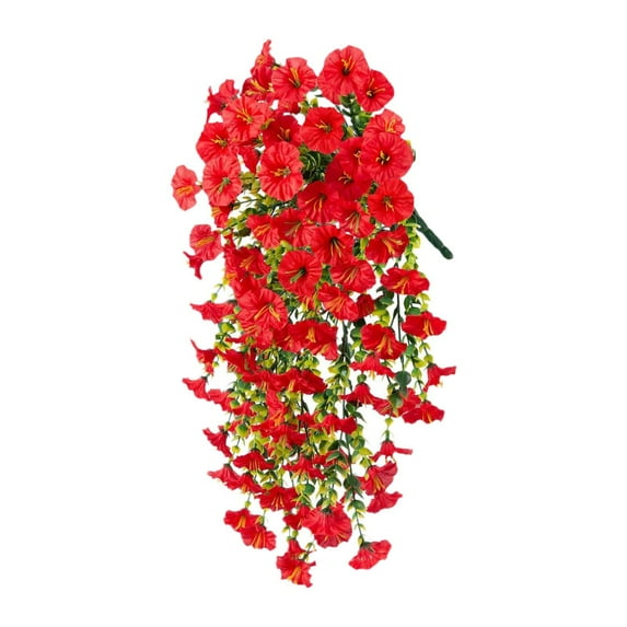 balikha Artificial Hanging Flowers Fake Wall Hanging Plants Floral Teardrop Never Withering Spring Teardrop Swag for Home Garden Yard Red
