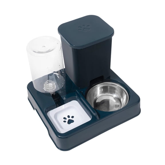 balikha Automatic Dog Cat Feeder 2 in 1 Feeder and Water Dispenser Easily Clean Large Capacity Dry and Wet Separation for Dogs Rabbits dark blue
