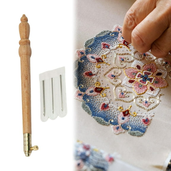 balikha Beading Crochet Tools Kit Sequins Embroidery Punch Stitching Tool with 3 Lightweight Embroidery Hook Yarn Sewing Tool