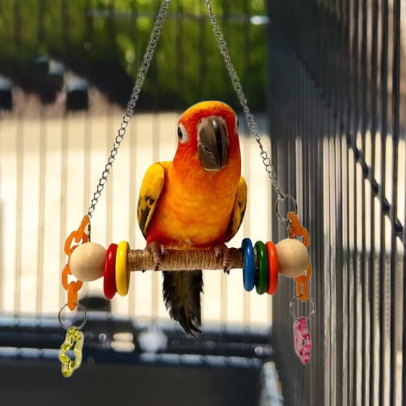 balikha Bird Swing for Cage Wooden Hanging Wood Perch for Budgie Cockatiel Parakeets