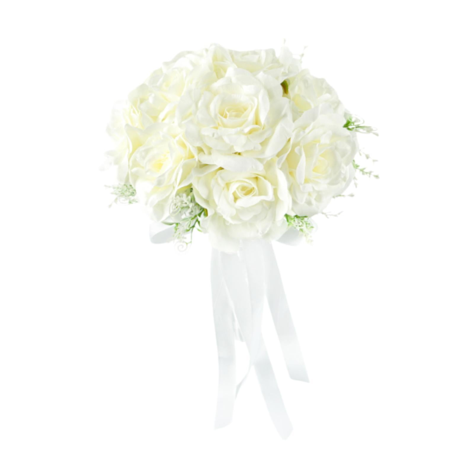 balikha Bridal Wedding Throw Bouquet Artificial Flower Bunch Handmade Elegant Wedding Bouquet for Bride for Holiday Valentine's Day