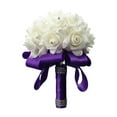 thumbnail image 1 of balikha Bride Bouquet Artificial Flowers Ornament Decor Wedding Bouquets Tossing Bouquet for Ceremony Festival Anniversary Engagement Purple, 1 of 9