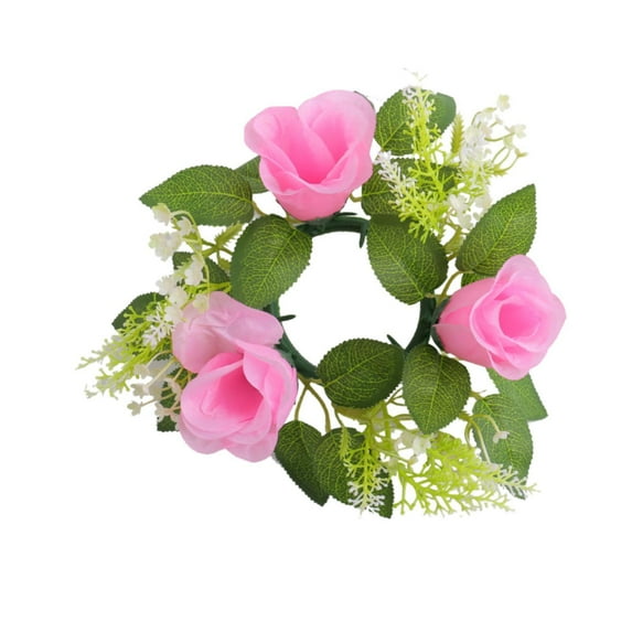 balikha Candle Centerpieces Elegant Ideal Gift Artificial Wreath for Party Home Pink