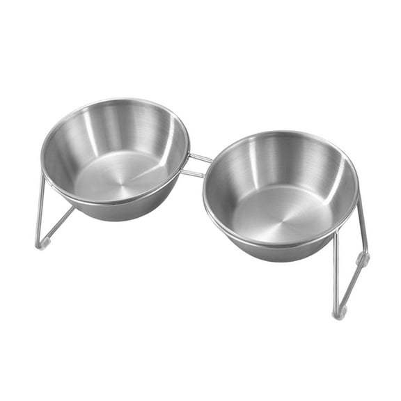 balikha Cat Bowl Decor with Holder Stand Elevated Pet Feeder for Kitten Outdoor Dogs Round Double Bowls