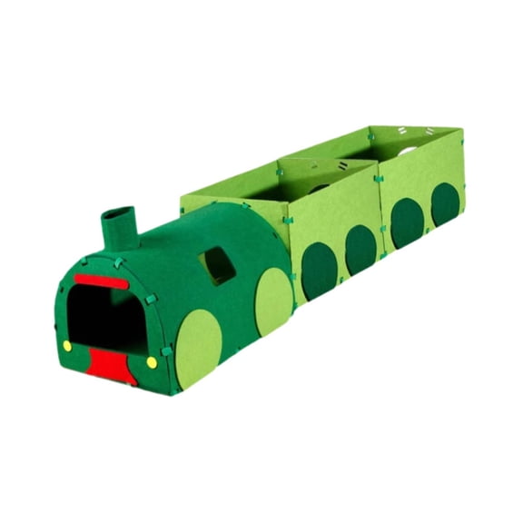 balikha Cat Tunnel Tube With Train Shape Cat Tunnel Cat Bed Cat Scratching Board Interactive Toy Non Woven Cloth And Corrugated Paper Suitable for indoor cats kittens apartments 3 sections