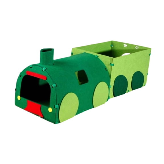 balikha Cat Tunnel Tube With Train Shape Cat Tunnel Cat Bed Cat Scratching Board Interactive Toy Non Woven Cloth And Corrugated Paper Suitable for indoor cats kittens apartments 2 sections