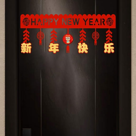 balikha Chinese New Year Banner Garland Wall Hanging Ornament Spring Festival Decoration Lunar New Year Decor for Home, Xmas, Kitchen Style C