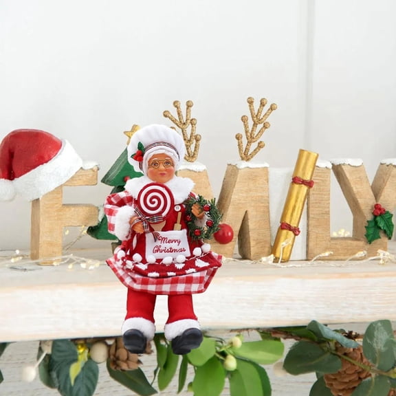 balikha Christmas Chef Ms Claus Figurine Chef Statue Centerpiece Collectible Xmas Gift Christmas Decoration for Home Fireplace Party A