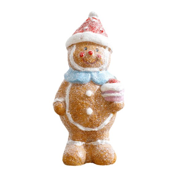 balikha Christmas Gingerbread Man Figure Ornament Xmas Tabletop Decoration Cute Ceramic Figurine for Christmas Theme Parties Handmade D