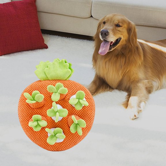 balikha Creative Carrot Plush Toy Decorative, 7 Hole, Crafts Vegetable Fruit, Mat, Ornament, Pet, Chew Toys for Dogs, Indoor Cats, Puppy, Living Room, Travel