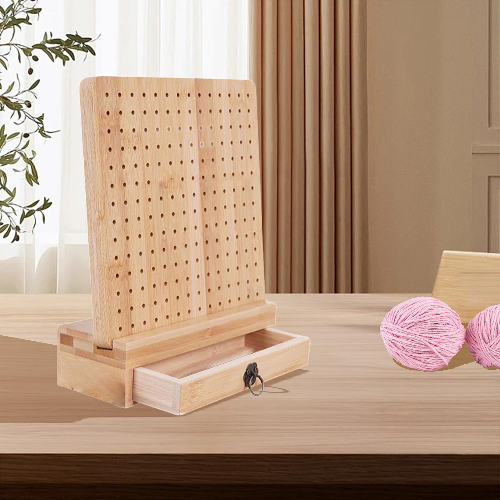 balikha Crochet Blocking Board Wood Hole Board Square Knitting Blocking Board with Storage Drawer for Crochet Projects Granny Squares Crochet Board