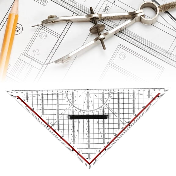 balikha Drawing Triangle Square Ruler, Architectural Scale Ruler 12 Inch Professional Etched Triangle Drafting Ruler, for Blueprint, Drafting And Drawing