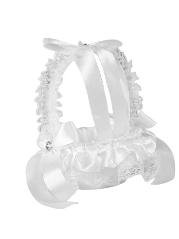 Elegant Wedding Flower Girl Basket Comfortable Handle Symbol White European Style for Party Supplies Bridal Accessories Wedding , Style B