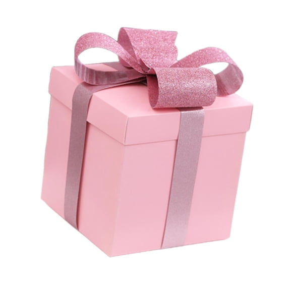 balikha Gift Box 7.87x7.87x7.87inch Party Favor Decorative Gifts Wrap with Ribbon Square Packaging Box for New Year Party Graduation Pink