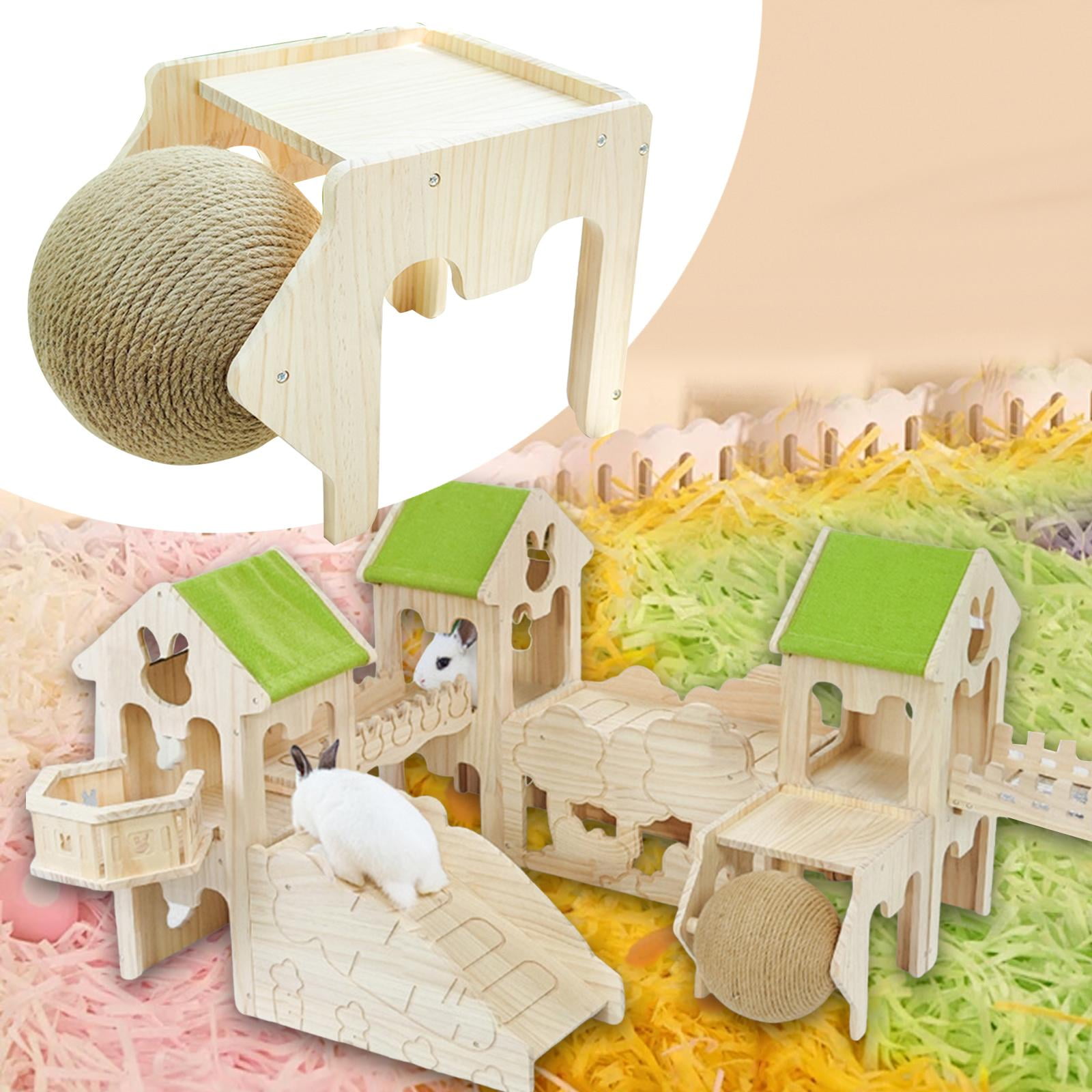 balikha Habitat Decor Sleeping Nest Solid Wood Hamster Hideout Small Pets Activity Toy for Gerbil Hedgehog Hiding F