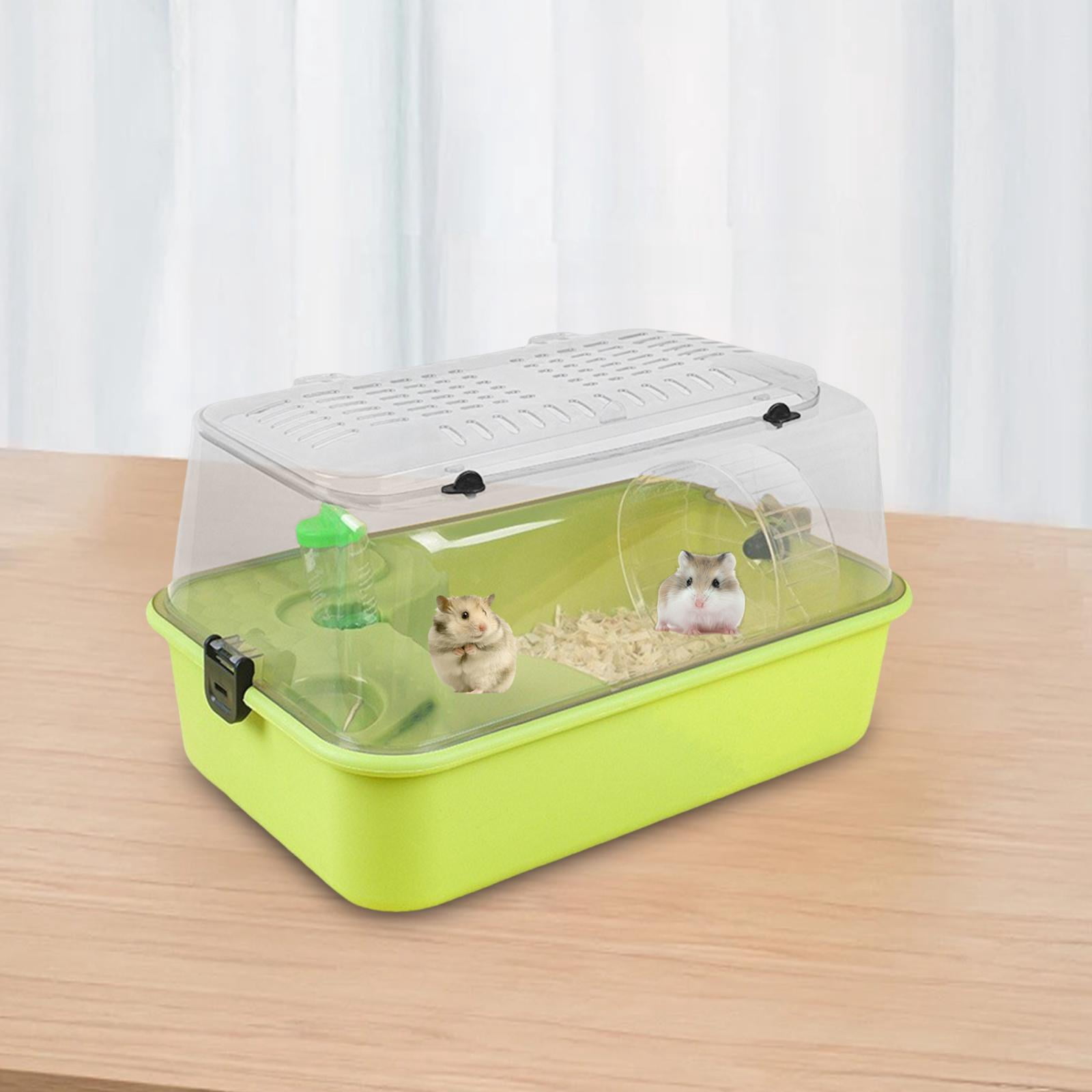 balikha Hamster Cage Run -out Carrier Sleep with Water Bottle Training Wheel Hamster Living Space Small Animal Cage for Mice Sugar Glider Green