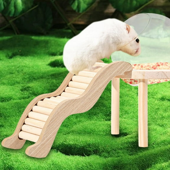 balikha Hamster Climbing Toy Cage Decor, Chewing Hideout Accessories, Playing Hamster Ladder, Wooden Ladder Bridge for Mouse Hamsters