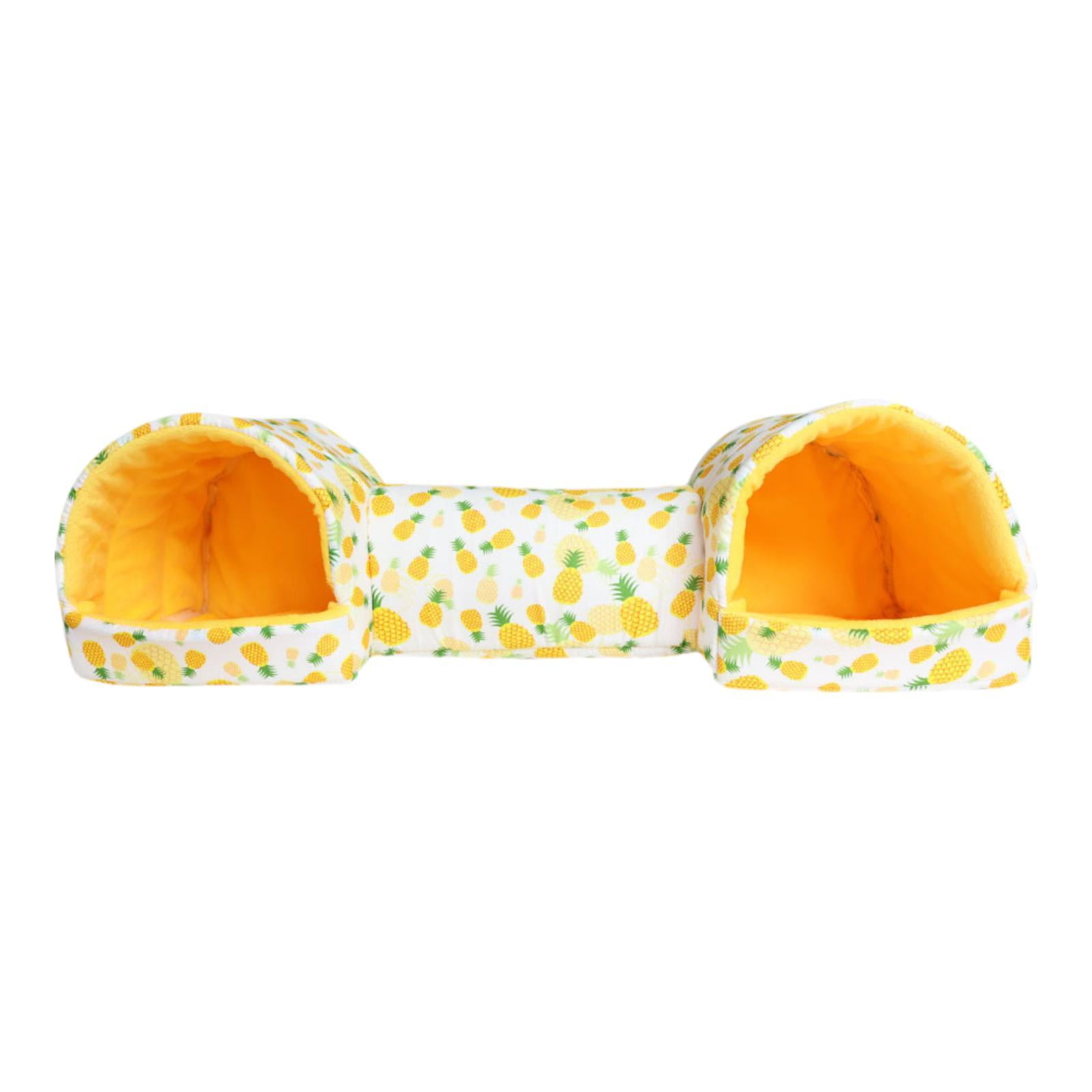 balikha Hamster Tunnel Bed Rabbits Toy Portable Nest Washable Breathable Soft Cave Hideaway for Hedgehog Chinchilla Rats Dwarf Rabbits yellow Pineapple