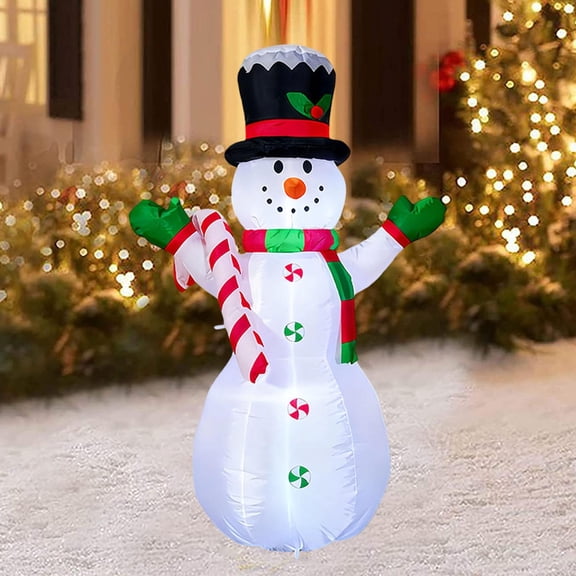 balikha Inflatable Snowman Outdoor Inflatable Model Christmas Decoration LED Lighted Ornament Yard Weatherproof Polyester Luminous Prop Suitable for Courtyard Garden School Event Company Lobby