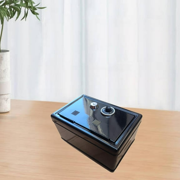 balikha Iron Piggy Bank Bank with Keys Container Bedroom Box Saving Box for New Year Desk Christmas Collectibles Black