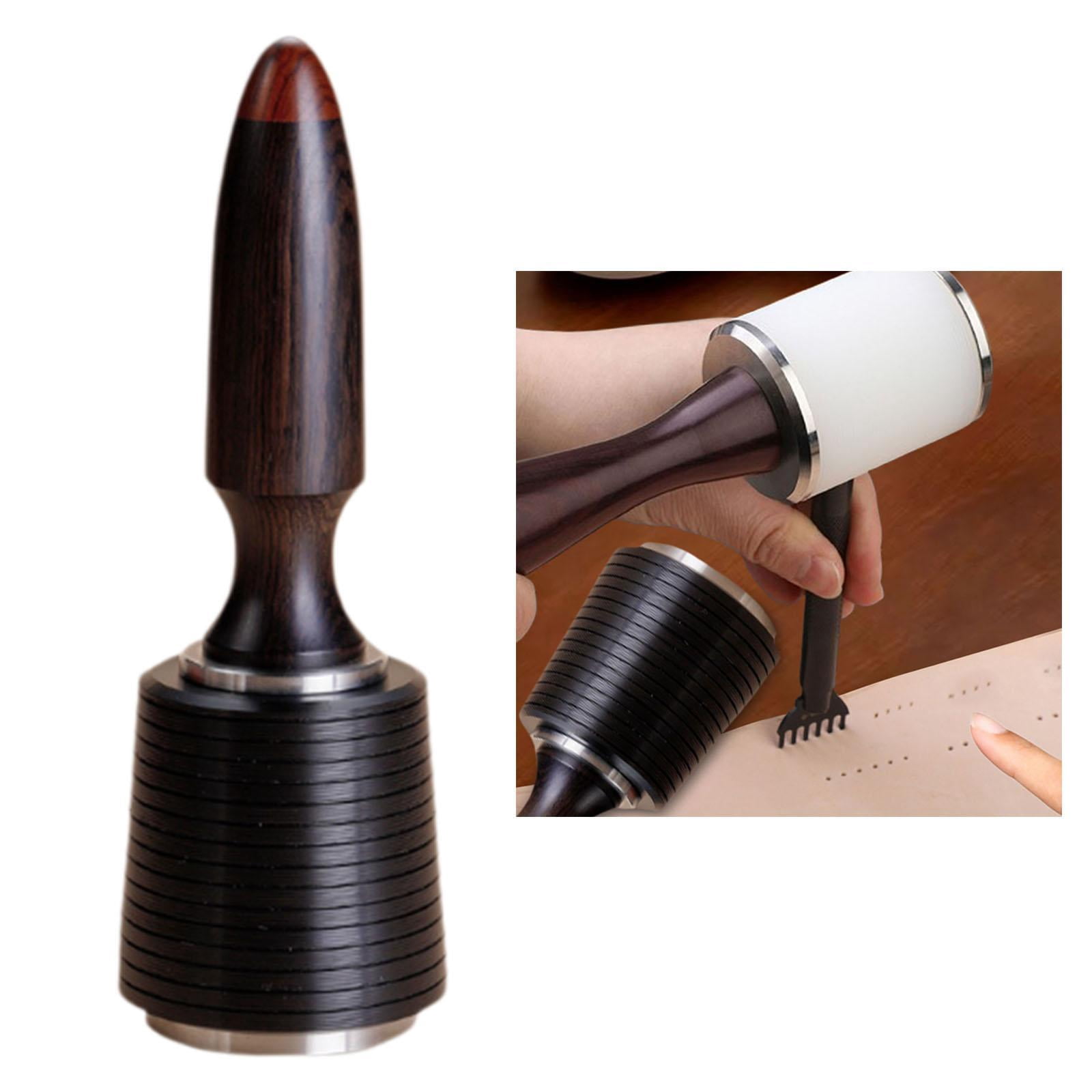 balikha Leather Carving Hammer Punching Tool Wood Handle Manual Crafting Supplies DIY Leathercraft Mallet for Handmade Leather Crafts Black