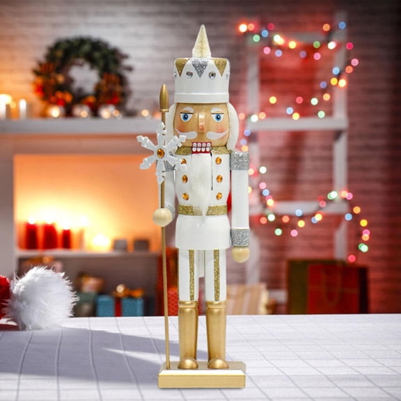 balikha Nutcracker Statue Nutcracker Figurine Nutcracker Sculpture Desktop Ornament for Living Room Fireplace Festival Shelf Tabletop