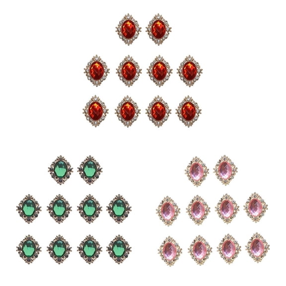 balikha Pack of 30 Round Bling Acrylic Flatback Buttons Embellishment for Craft, Jewellery Making, Dress, Phone Case Making, Bags Ornaments, Headband , Red Pink Green Red