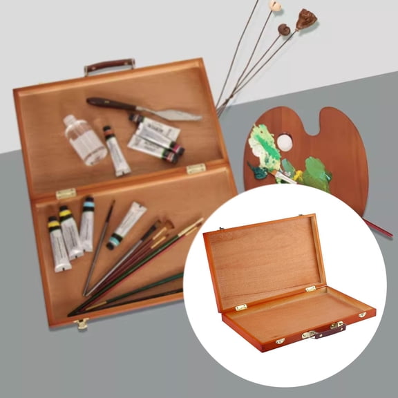 balikha Painting Storage Box Wooden Art Supplies Organizer Portable Rectangle Drawing Tool Case Suitcase Crafted from Wood Suitable for Artists