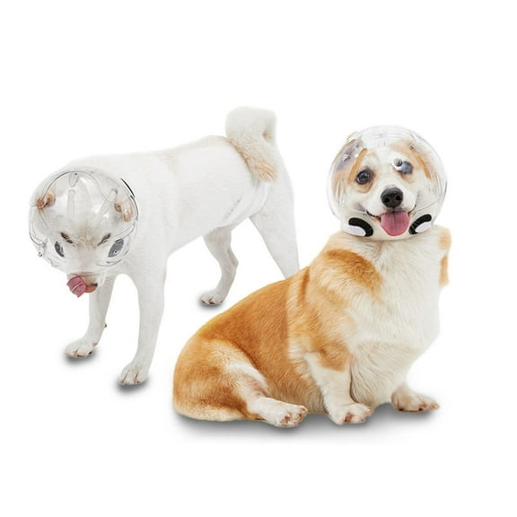 balikha Pet Dog Hood,Transparent Sturdy Anti Bite Breathable Cat Muzzle Pet Helmet for Bathing Grooming Nail Trimming Training