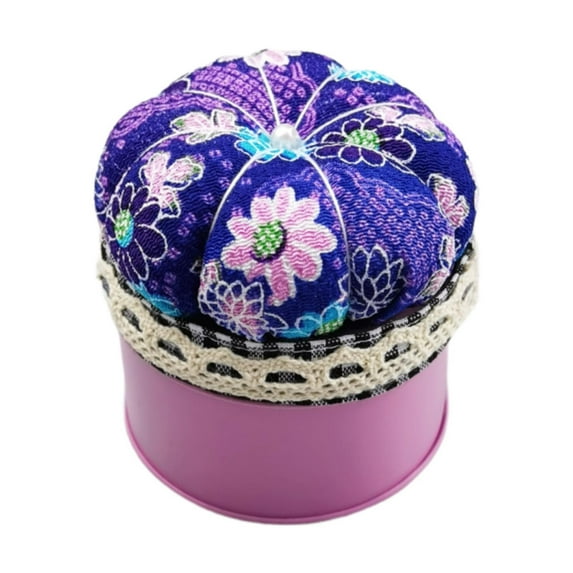 balikha Pin Cushions Head Pin Holder Cushion Box 2 in 1 Small Sewing Accessory Round Sewing Sewing Pins Sewing Pin Storage Box violet