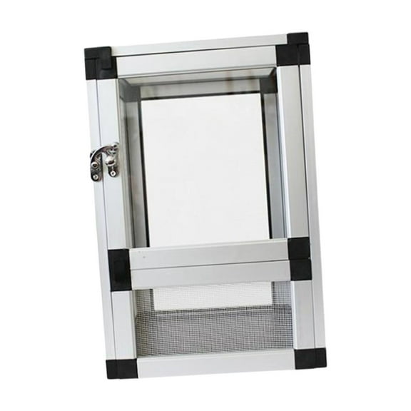 balikha Reptile Terrarium Sturdy Habitat Gecko Tank for Frog Chameleon Small Turtles Argent