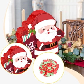 balikha Santa Claus Pinata Hanging Party Prop Christmas Piata Game Supplies Pull String Candy Box with Blindfold Paper Material Suitable for Family Gathering