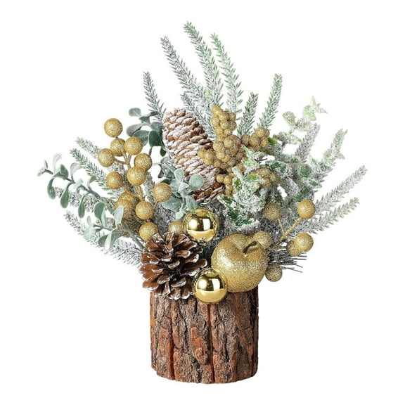 balikha Small Christmas Tree Simulated Plants Decor Holiday Ornaments Tabletop Festive Season Crafts for Bedroom Living Room Office , Type 2
