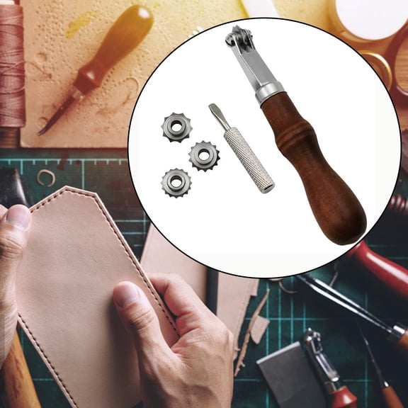 balikha Tracing Wheel,Sewing Wheel Marker with Wooden Handle Stainless Steel Rotary Cutter Wheel for Dressmaking Stitch Sewing Leather Paper Craft Tools
