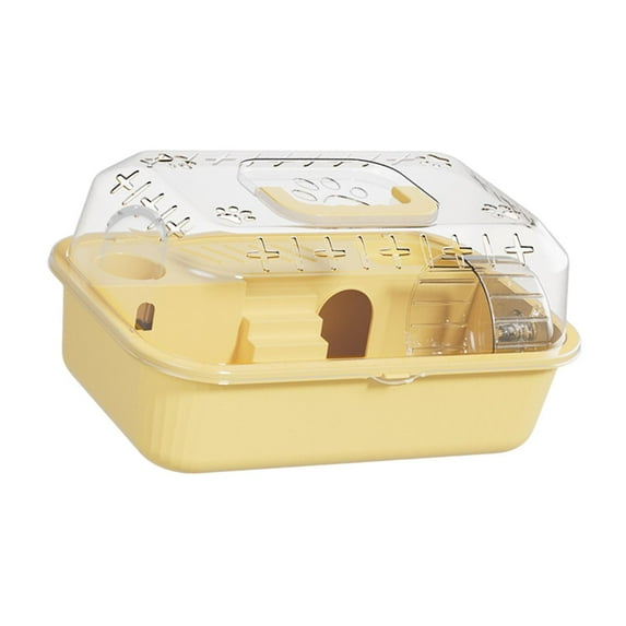 balikha Travel Transparent Hamster House Hamster Carry Case Cage Ventilation Portable Hamster Cage for Guinea Pigs Rats Small Animals Yellow