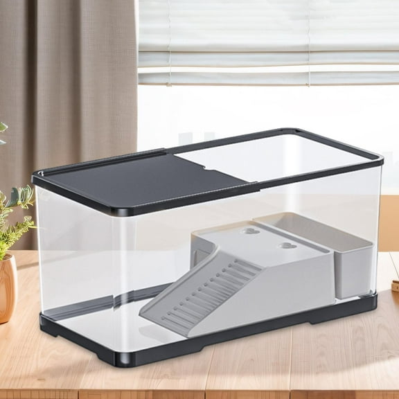 balikha Turtle Tank, Turtle Aquarium, Sturdy with Lid, Reptile Habitat, with Platform, for Frog Snake Bearded Dragon Leopard Terrapin Small