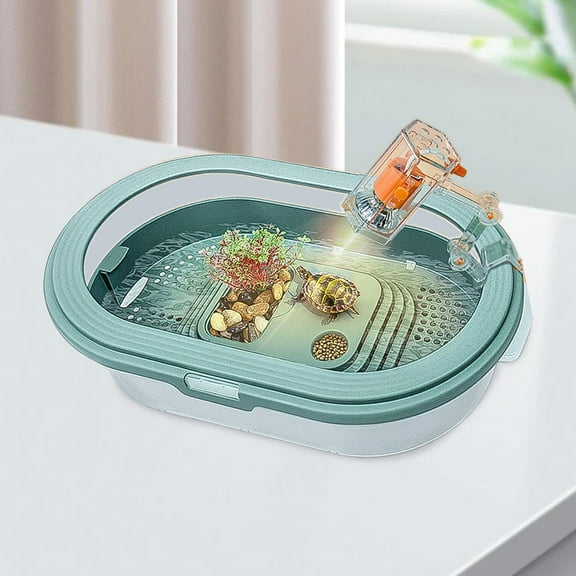 balikha Turtles Tank Aquarium Turtle Habitat Feeding Box Amphibians Indoor Decor Frog Tortoises Case Hatching Area Reptile Habitat L