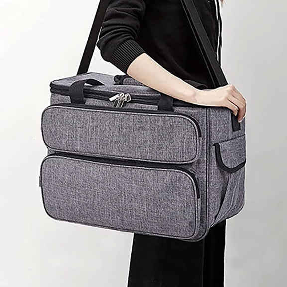 balikha Universal Sewing Machine Case with Multiple Pockets Padded Tote Bag (Bag Only) with Shoulder Strap Sew Gray for Travel School Outrdoors Home