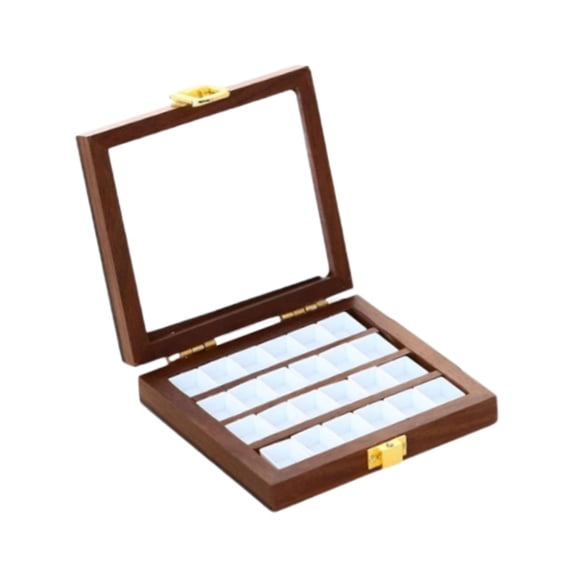 balikha Wood Palette Box, Color Palette for Watercolor Painting, Portable, Empty, Compact, for Adults, for Painters, Travel Watercolor Range 24 Grids