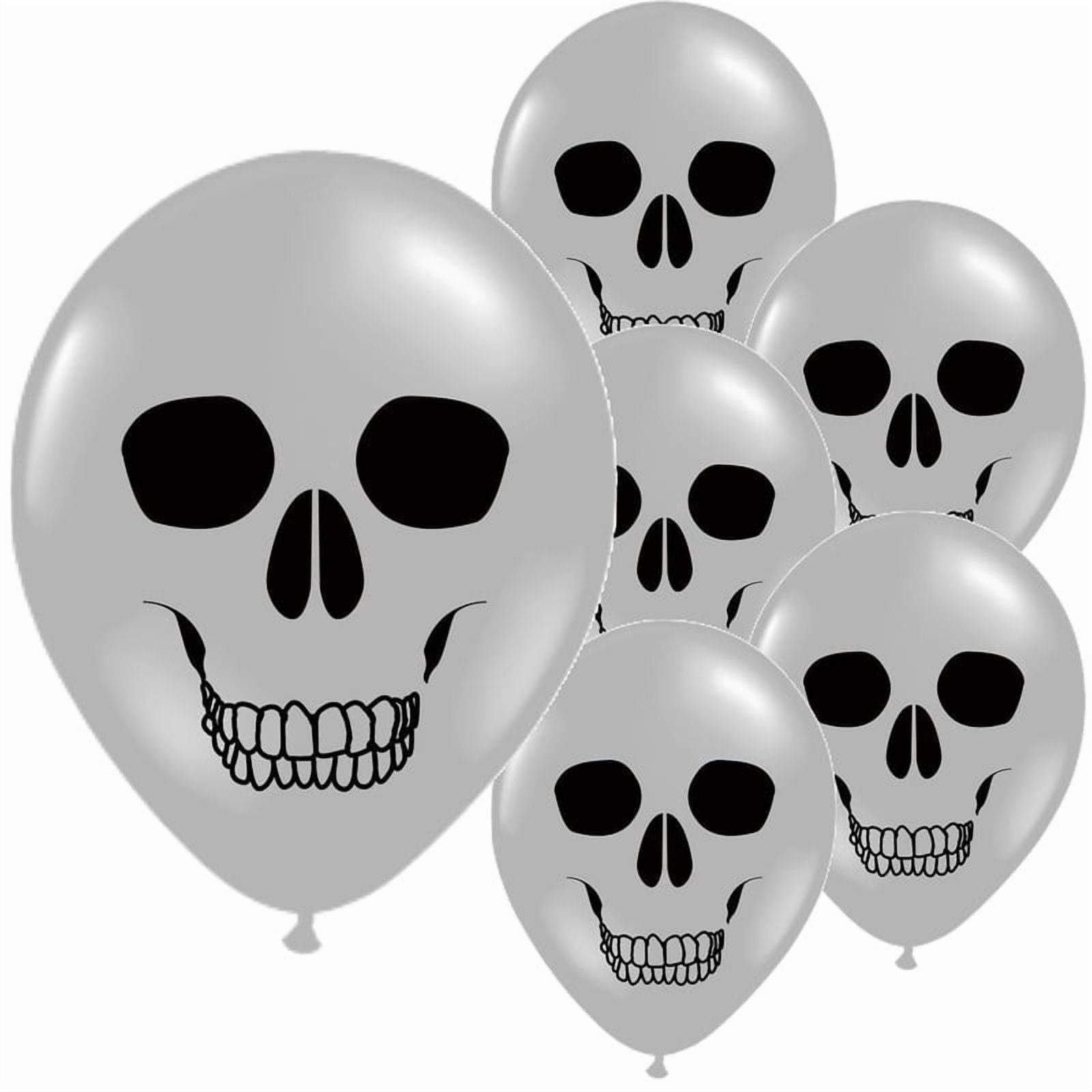 balloons Rubber 50Pcs Halloween Skull Decorations Items For Printed Balloons Skull Themed Pumpkin White Balloons Set For Halloween Celebration Party Decoration Balloons