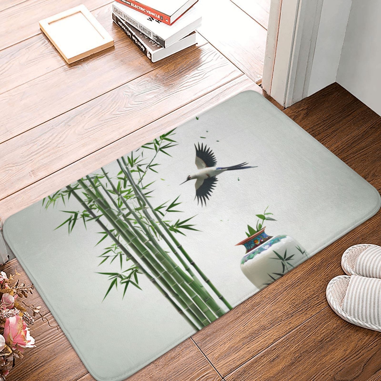 bamboo Bathroom floor mat, carpet, non slip, washable floor mat