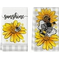 thumbnail image 1 of bamooi Buffalo Plaid Sunflowers Bee Sunshine Spring Kitchen Towels Dish Towels, 18x26 Inch Farmhouse Summer Floral Decoration Hand Towels Set of 2, 1 of 6