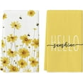 thumbnail image 1 of bamooi Yellow Flowers Bee Hello Sunshine Spring Kitchen Towels Dish Towels, 18x26 Inch Summer Holiday Decoration Hand Towels Set of 2, 1 of 6