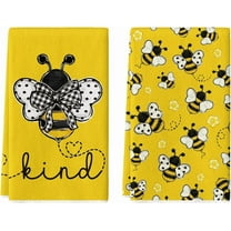 bamooi Yellow Summer Bee Kind Kitchen Towels Dish Towels, 18x26 Inch Farmhouse Summer Decoration Hand Towels Set of 2