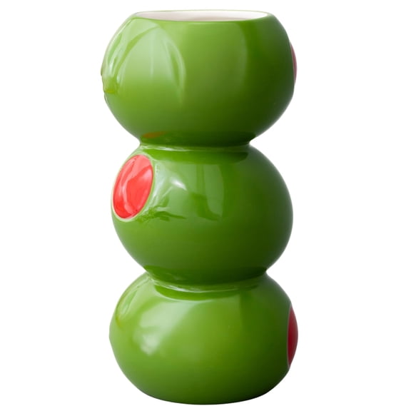 ban.do Novelty Ceramic Vase - Stacked Olive Decorative Vase - Nostalgic Unique Vintage Decor for Home, Kitchen or Bar Cart