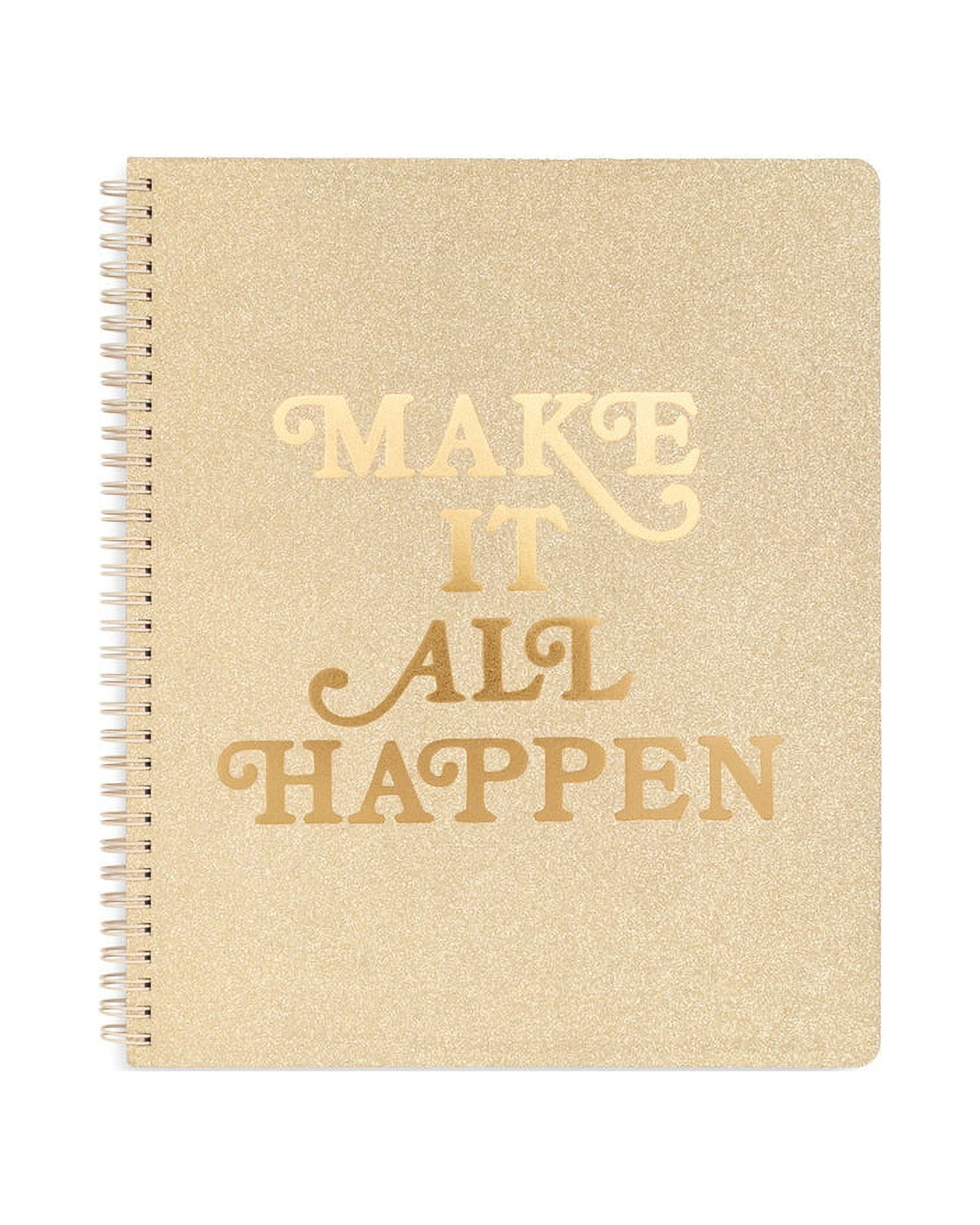 Ban.Do Large Spiral Notebook, Gold Glitter Cover, 11 x 9 Inches, 160 ...