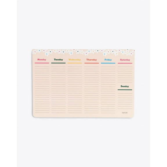 ban.do Week-to-Week Desktop Notepad, Undated Weekly Planner, Desk Calendar with 52 Sheets for 1 Year of Planning, Daisies