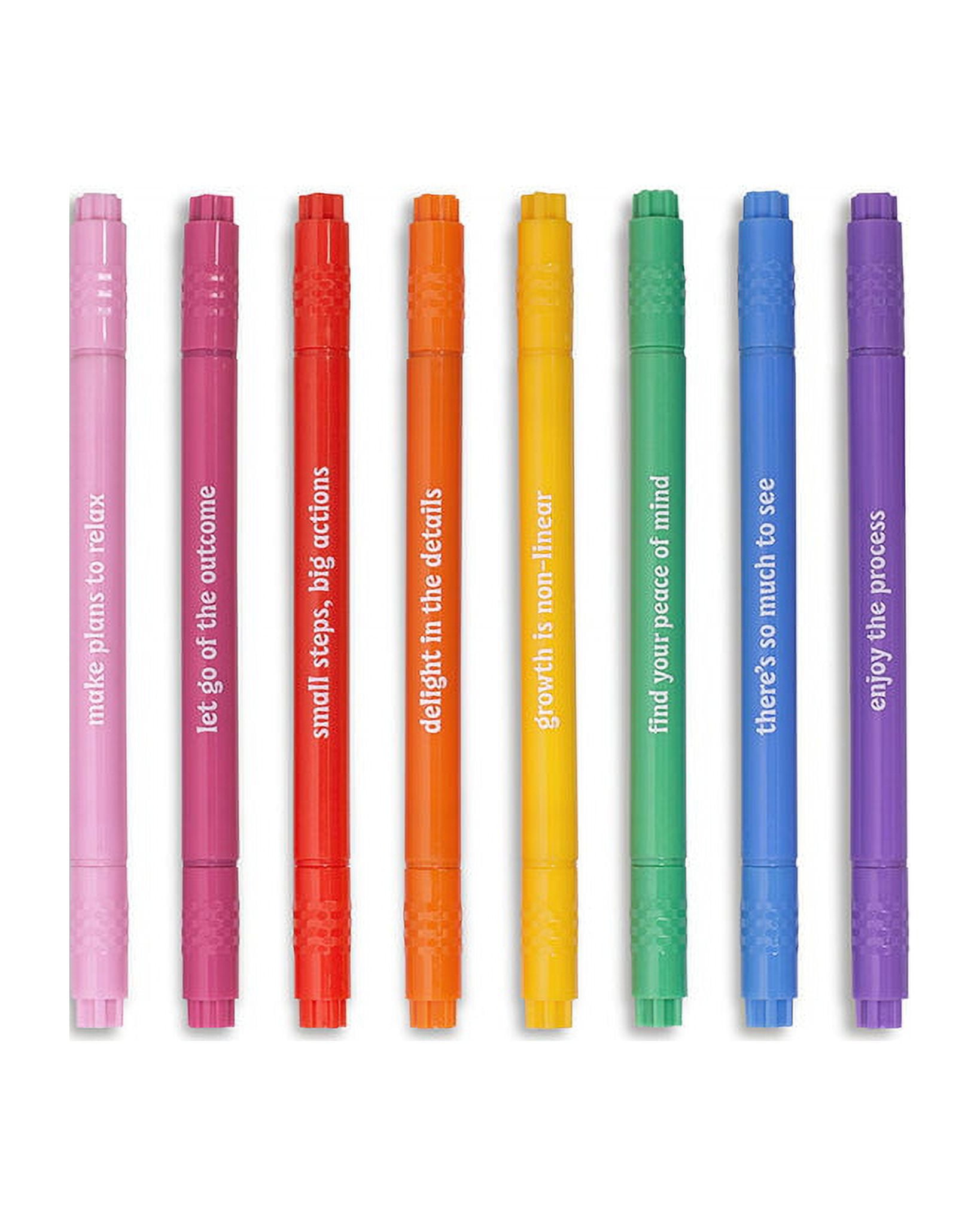 ban.do Write On Dual Tip Markers, Broad and Fine Tip Marker Set of 8,  Rainbow Colored Markers for Kids and Adults Coloring, Assorted 