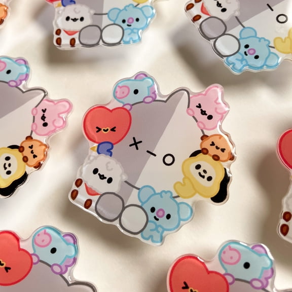 bangtan character griptok | cute korean style phone grip |